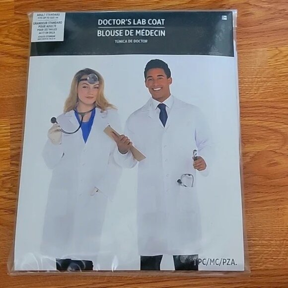 Lab Coat Men's Costume NWT Doctor's Costume Standard Adult Size - Picture 1 of 2